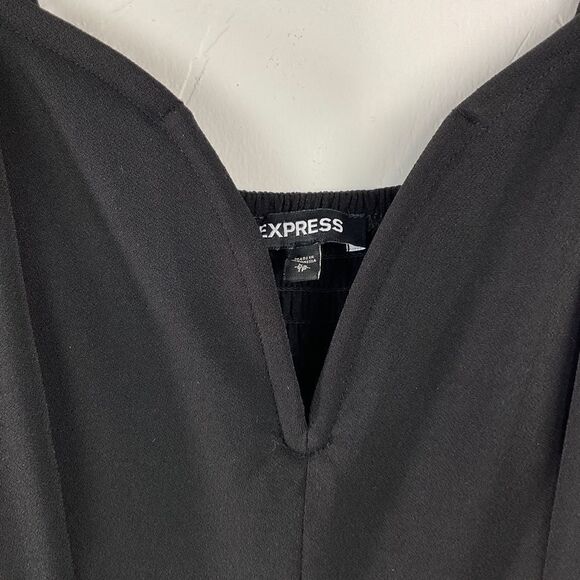 Express Black Sleeveless Boned Sweetheart Smocked Jumpsuit XS - Picture 2 of 6